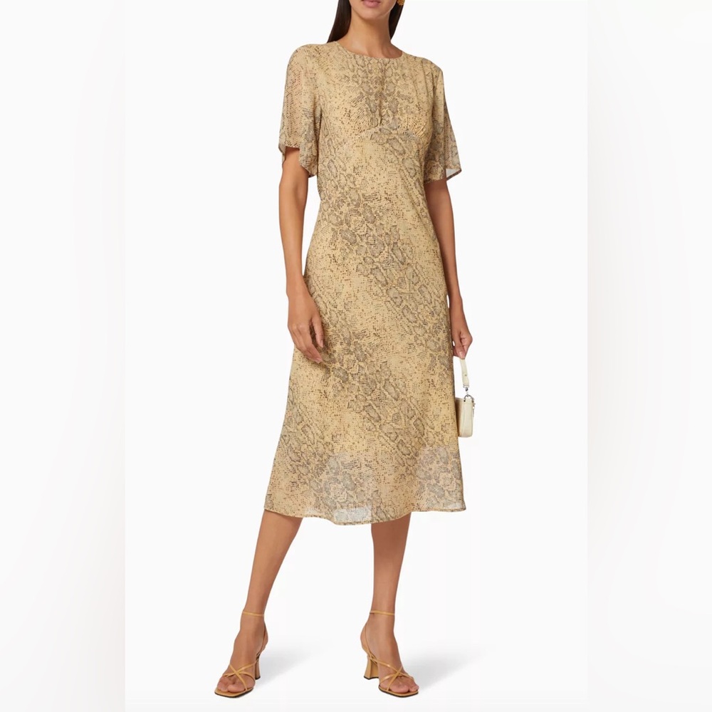 Third Form Animal Instincts Bias Midi Dress Snake Skin Broken Zipper